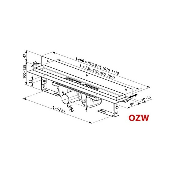 Трап Ravak Runway 1050 X01634, Цвет производителя: нержавеющая сталь/мат, Размер трапа: 1050 - фото 2