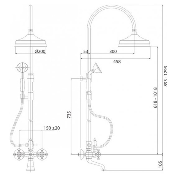 Душевая стойка Cezares Golf CVD 02 Bi, Цвет производителя: бронза - фото 2