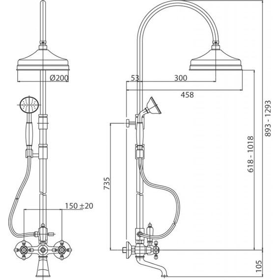 Душевая стойка Cezares LORD-CVD-02-M, Цвет производителя: бронза - фото 2