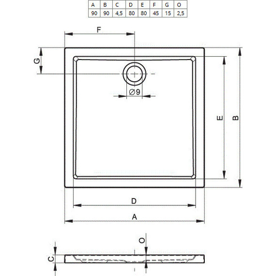 Акриловый поддон Riho Zurich 250 90х90 см D001007005 - фото 2