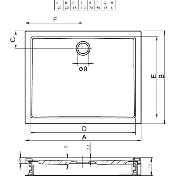 Акриловый поддон Riho Davos 275 120х80 см D002014005 - фото 2