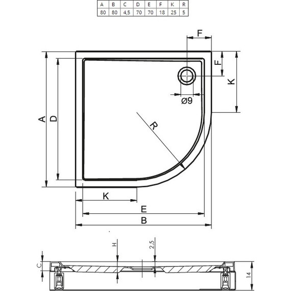 Акриловый поддон Riho Davos 279 80х80 см D002018005 - фото 2
