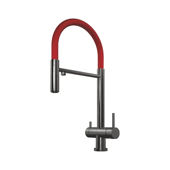 Смеситель для кухни Omoikiri Kanto-PVD-GM 4994013, вороненая сталь/красный - фото 