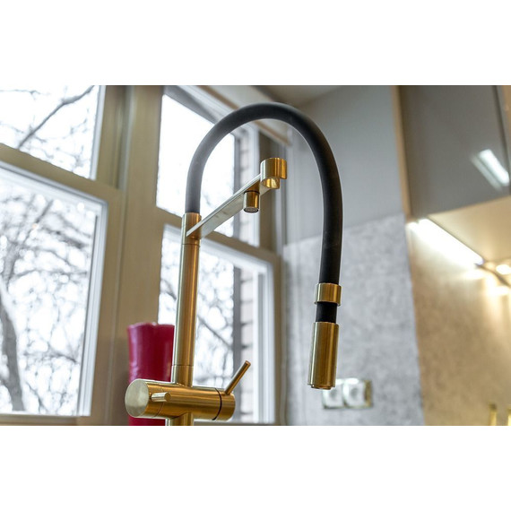 Смеситель для кухни Omoikiri Kanto-PVD-LG 4994014, светлое золото/черный - фото 7