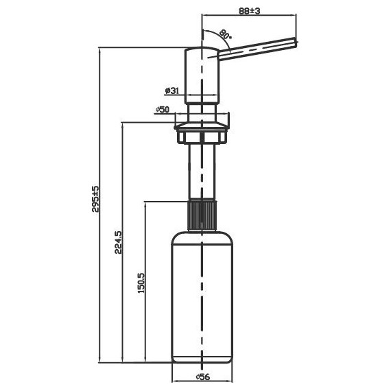 Дозатор для моющего средства OM-02-PVD-G 4995005, светлое золото - фото 3