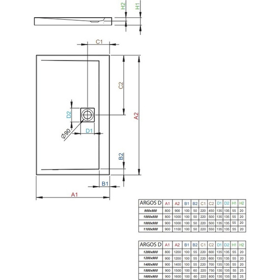 Поддон акриловый Radaway Argos D 90х80 см 4AD89-01 - фото 2