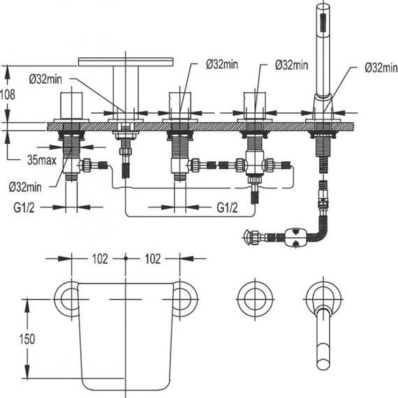 Смеситель для ванны Cezares CASCADO-F-BVD5-01 - фото 2