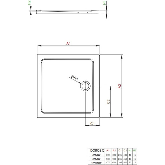 Поддон акриловый Radaway Doros C800 80х80 см SDRC8080-01 - фото 2