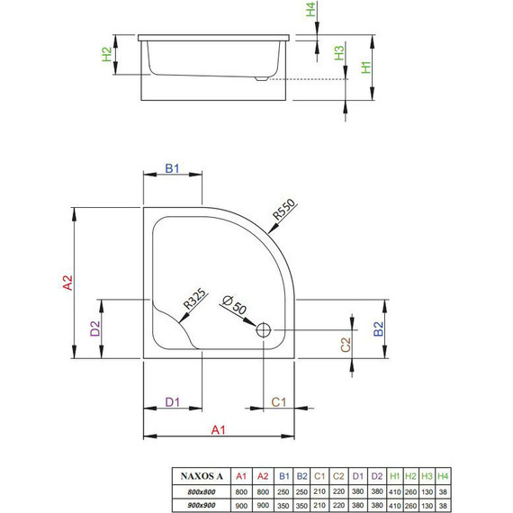 Поддон акриловый Radaway Naхos A900 90х90 см SBA9941-1 - фото 2