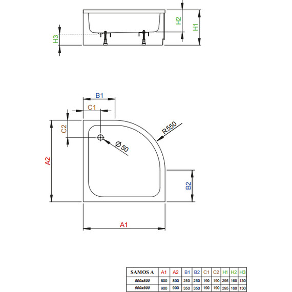 Поддон акриловый Radaway Samos A800 80х80 см 4S88300-03 - фото 2