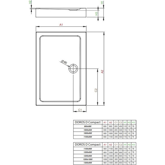 Поддон акриловый Radaway Doros D Compact 100х90 см SDRD1090-05 - фото 2