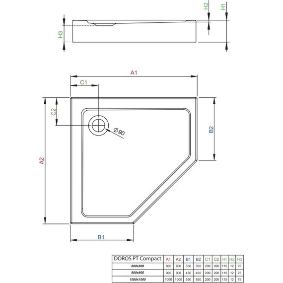 Поддон акриловый Radaway Doros PT Compact 90х90 см SDRPTP9090-05 - фото 2