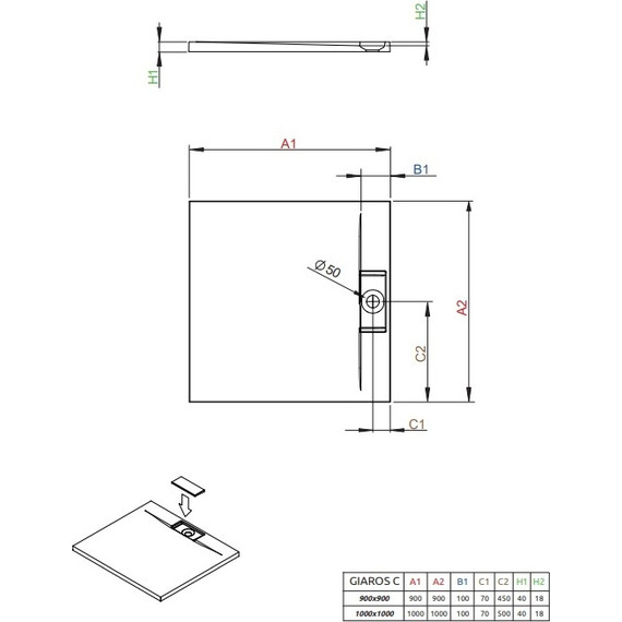 Поддон мраморный Radaway Giaros C 100х100 см M3GRC1010 - фото 2