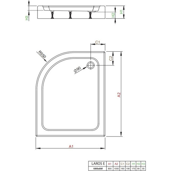 Поддон акриловый Radaway Laros E Compact 100х80 см SLE81017-01R - фото 2