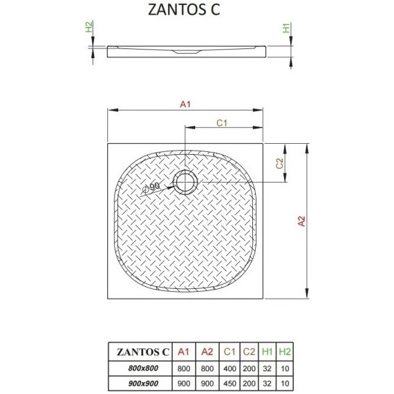 Поддон мраморный Radaway Zantos C 80х80 см M3ZNC8080-06 - фото 2