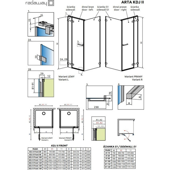 Душевое ограждение Radaway Arta KDJ II + S1 140х100 см L/R, хром/прозрачное - фото 3