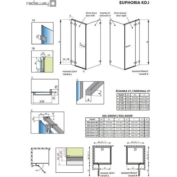 Душевое ограждение Radaway Euphoria KDJ 120х80 см L/R, хром/прозрачное - фото 3