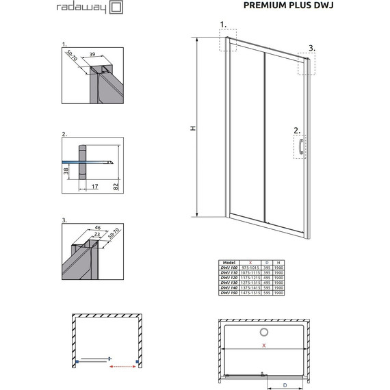 Душевая дверь Radaway Premium Plus DWJ 150х190 см, хром/прозрачное - фото 3