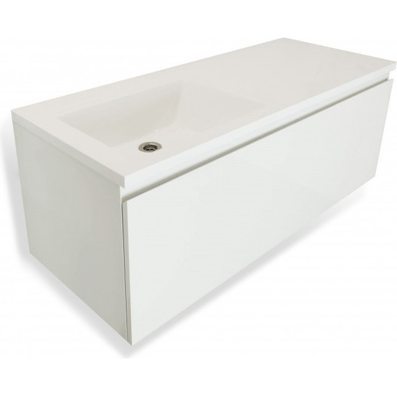 Тумба подвесная с раковиной-столешницей Эстет Dallas Luxe 130 см L, 1 ящик ФР-00002274 - фото 