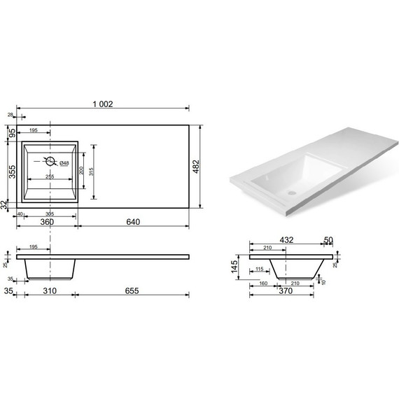 Раковина над стиральной машиной Эстет Dallas Luxe 100 см L ФР-00001971 - фото 2