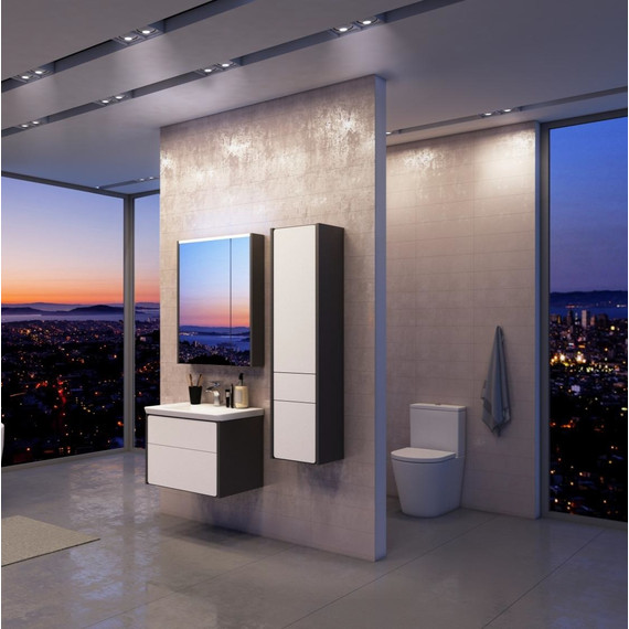 Тумба подвесная с раковиной Roca Ronda 60 см ZRU9302963, белый глянец/антрацит - фото 4