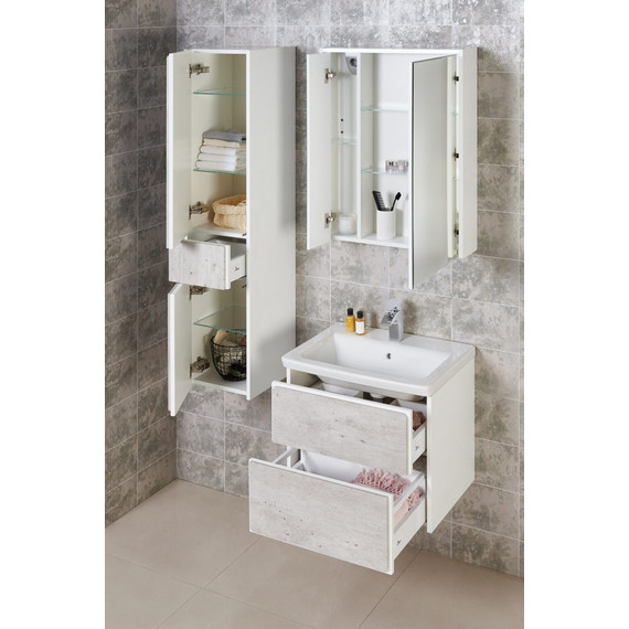 Пенал подвесной ROCA Ronda 32 см левый ZRU9303005, бетон/белый глянец - фото 8