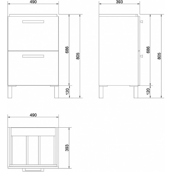 Тумба подвесная/напольная с раковиной Cersanit Melar 50 см B-SU-MEL-CM50, 2 ящика, белый - фото 9