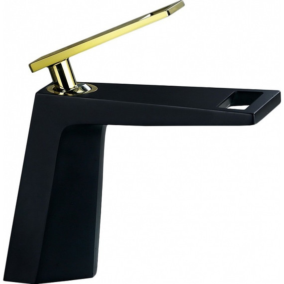 Смеситель для раковины Bronze de Luxe Quadro A919B, черный/золото - фото 