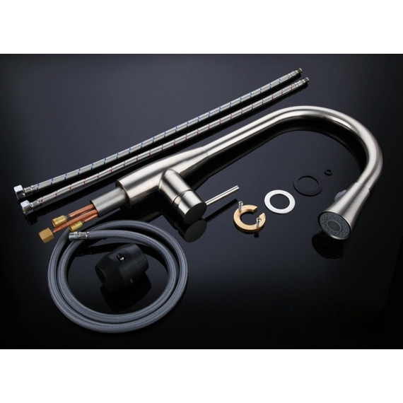 Смеситель для кухни Oulin OL-8016, сатин - фото 4