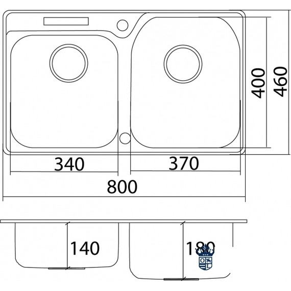 Кухонная мойка Oulin OL-H9910 0,8 мм, нержавеющая сталь - фото 7