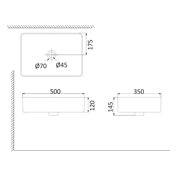 Раковина-чаша Creo Ceramique 50 см PAU PU3500 (HDA055) - фото 2