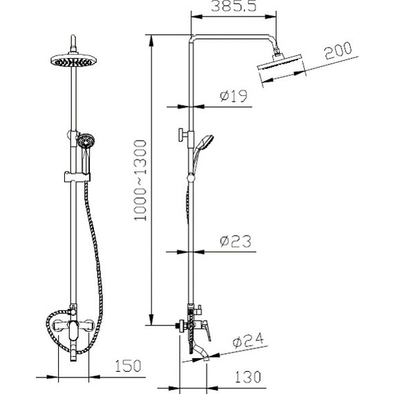 Душевая стойка Bravat Eler F6191238CP-A-RUS, хром - фото 2