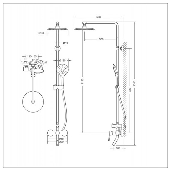 Душевая стойка Bravat Palace F6172217CP-A-RUS - фото 2