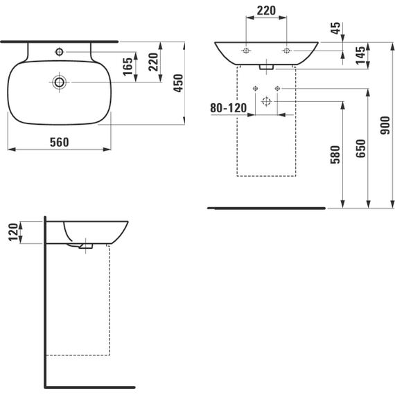 Раковина подвесная Laufen INO 56 см 8.1030.2.000.104.1 - фото 5