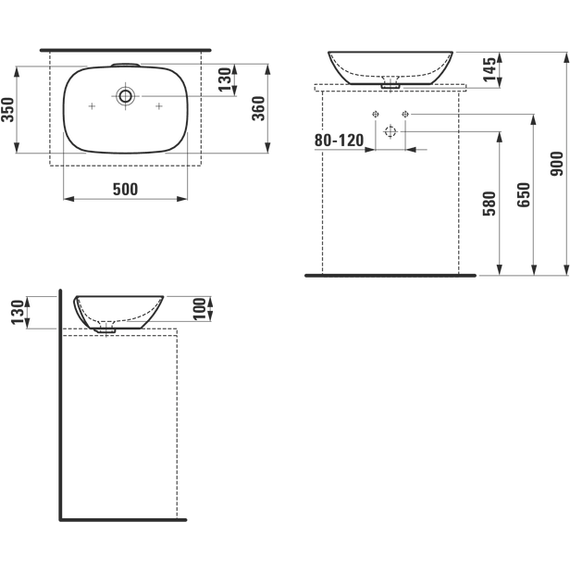 Раковина-чаша Laufen INO 50 см 8.1230.2.000.109.1 - фото 6