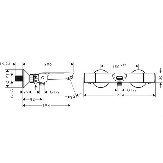 Смеситель для ванны с термостатом Hansgrohe Ecostat Universal 13123000 - фото 3