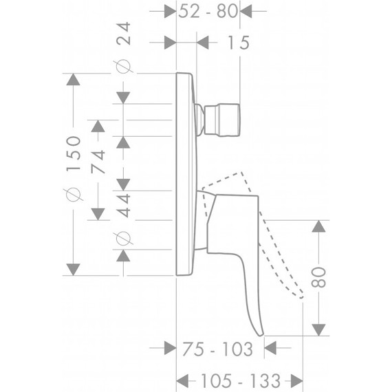 Смеситель для ванны Hansgrohe Metris 31493000 - фото 5
