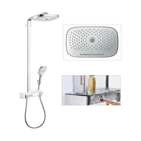 Душевая стойка с термостатом Hansgrohe Raindance Select E 300 Showerpipe 27127400, белый/хром - фото 5