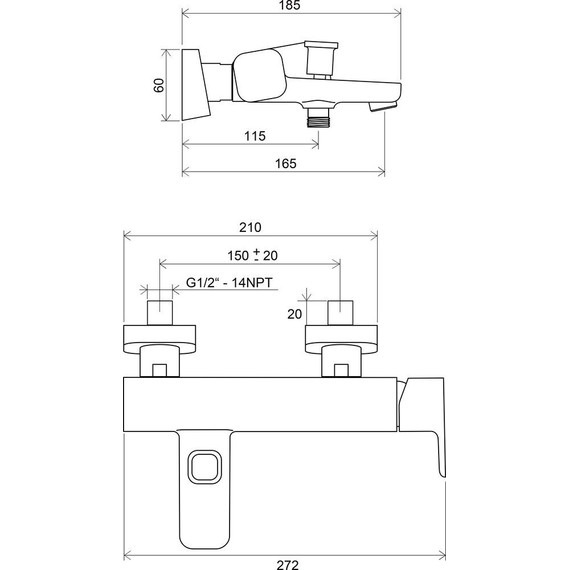 Смеситель для ванны Ravak 10° TD 022.00/150 X070065 - фото 9