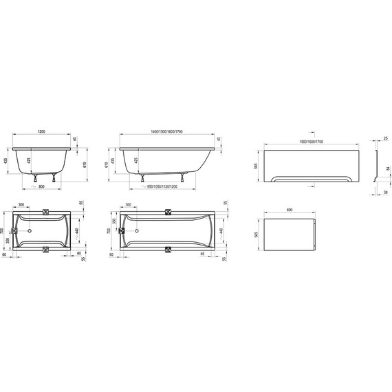 Ванна акриловая Ravak Classic 150х70 см C521000000, Размер - мм: 1500х700 - фото 10