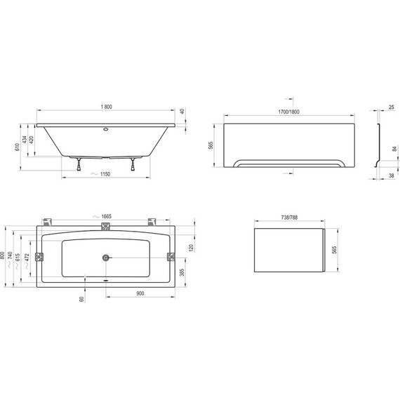 Ванна акриловая Ravak Formy 02 180х80 см C891000000, Размер - мм: 1800х800 - фото 9