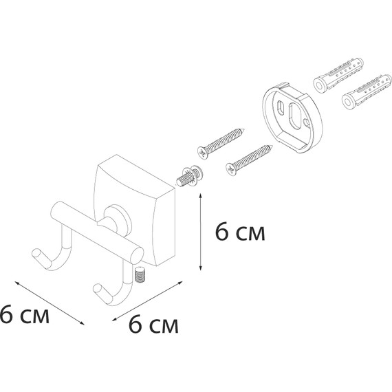 Двойной крючок Fixsen Kvadro FX-61305B - фото 3