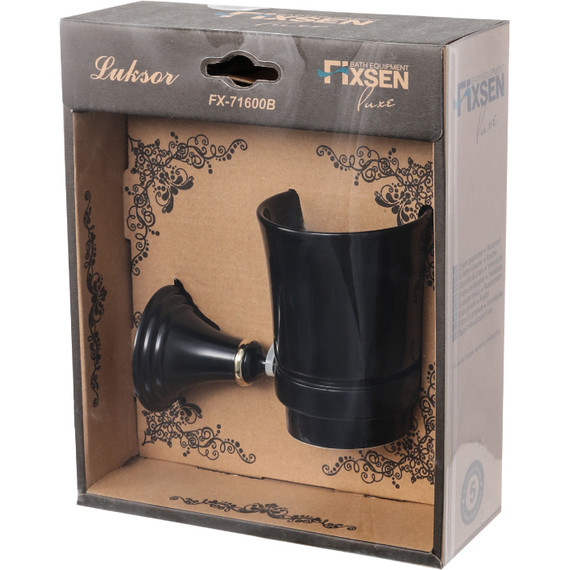 Стакан для зубных щеток Fixsen Luksor FX-71606B, цвет черный - фото 2