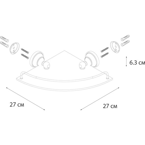 Стеклянная полка Fixsen Bogema FX-78503A 25 см - фото 3