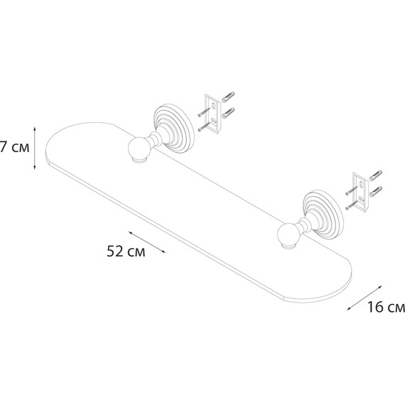 Стеклянная полка Fixsen Retro FX-83803 50 см, цвет бронза - фото 3
