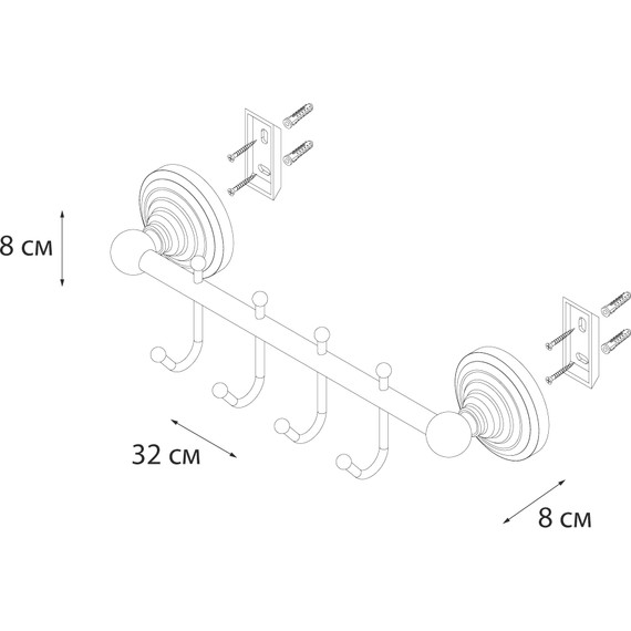 Набор крючков Fixsen Retro FX-83805-4, цвет бронза - фото 3