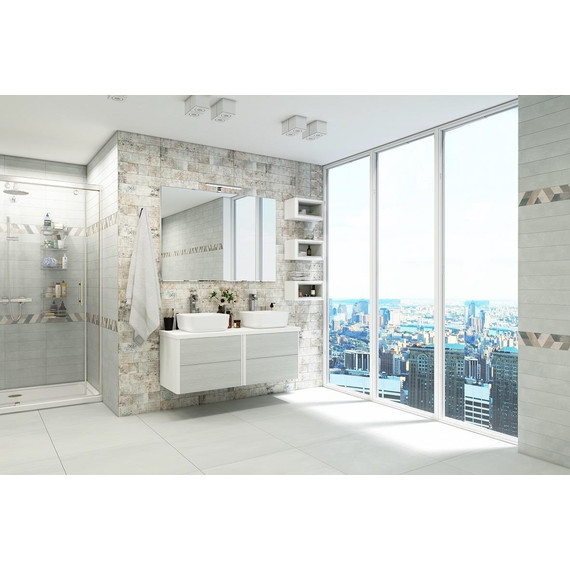 Тумба подвесная со столешницей Акватон Брук 80 см 1A202001BCDL0, белый/дуб латте - фото 2