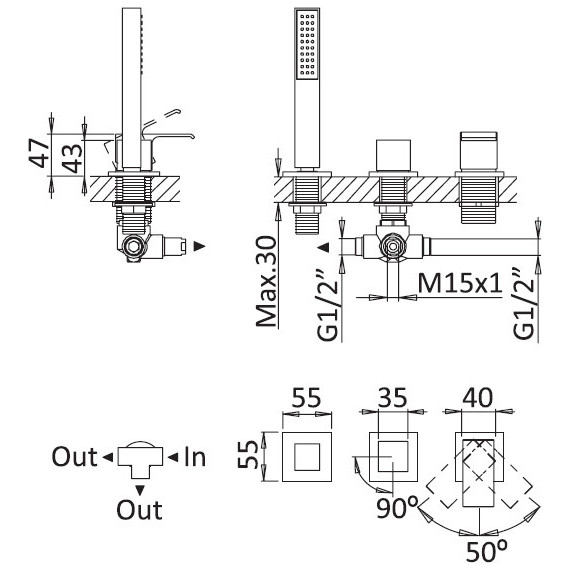 Смеситель для ванны Cezares PORTA-BVDM3-01, Цвет производителя: хром - фото 2