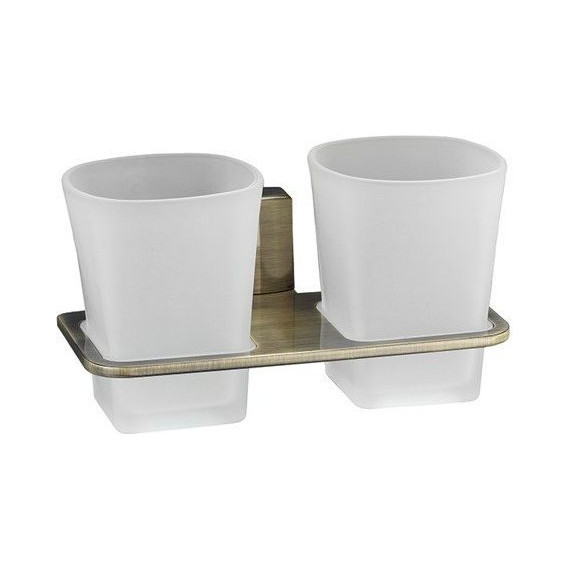 Стакан двойной для зубных щеток WasserKraft Exter K-5228D, цвет светлая бронза - фото 