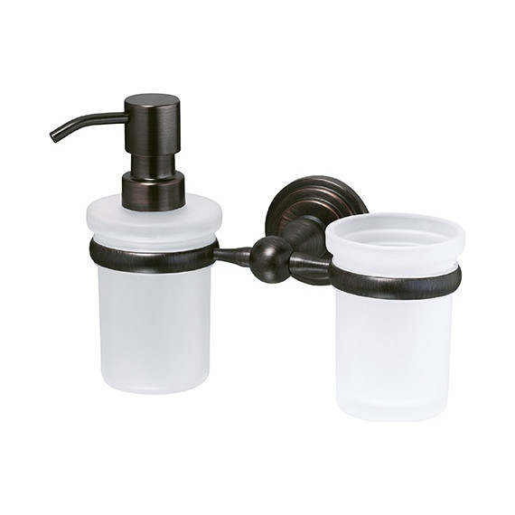 Дозатор для жидкого мыла со стаканом WasserKraft Isar K-7389, цвет тёмная бронза - фото 